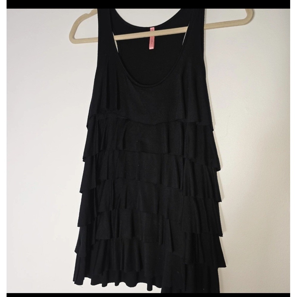Eight Sixty Black Layered Ruffled Womans Top Racerback Size Small layering USA